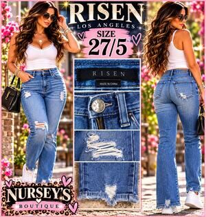 Risen RDP1485 Skinny Jeans Womens 27/5 Distressed Medium Wash Stretch Denim